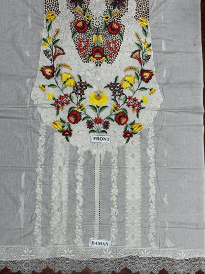 MARIA B CHIKANKARI EMBROIDERED LAWN - 3 PC UNSTITCHED