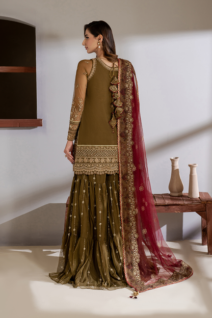IZNIK EMBROIDERED CHIFFON GARARA - 3 PC UNSTITCHED