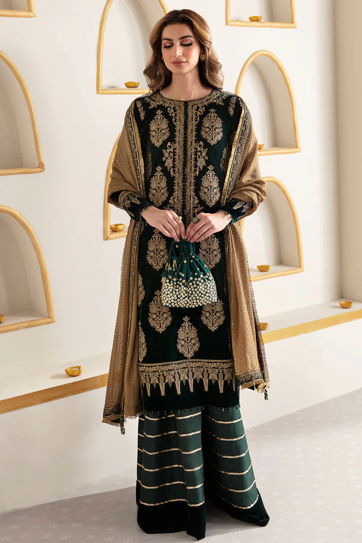 JAZMIN LUXURY EMBROIDERED VELVET - 3 PC UNSTITCHED
