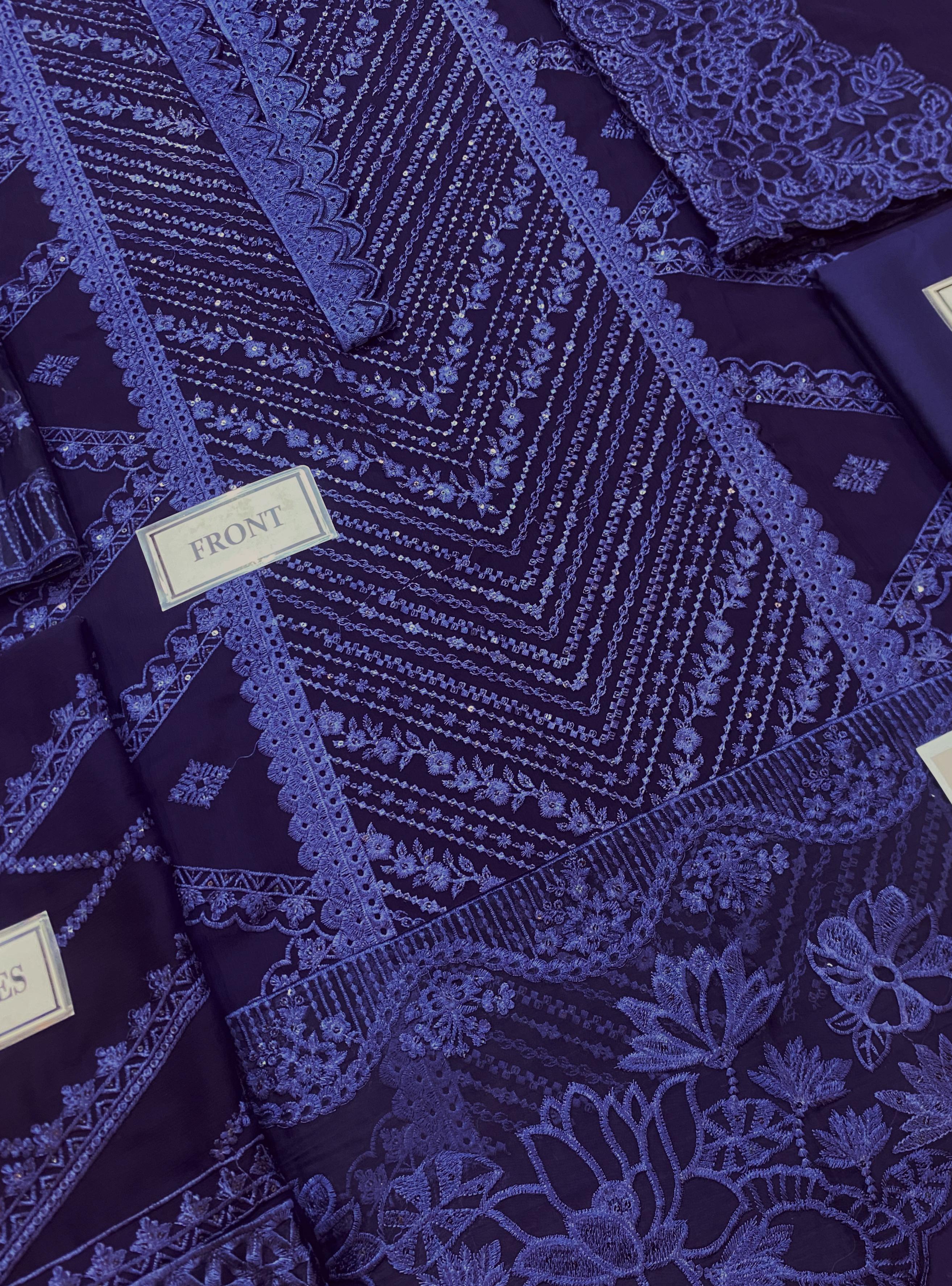 AZURE EMBROIDERED CHIFFON - 3 PC UNSTITCHED