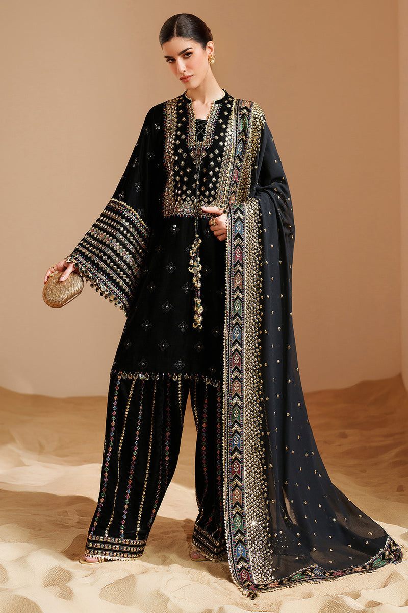 JAZMIN LUXURY EMBROIDERED VELVET - 3 PC UNSTITCHED