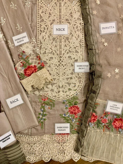 MARIA B LUXURY EMBROIDERED LAWN - 3 PC UNSTITCHED