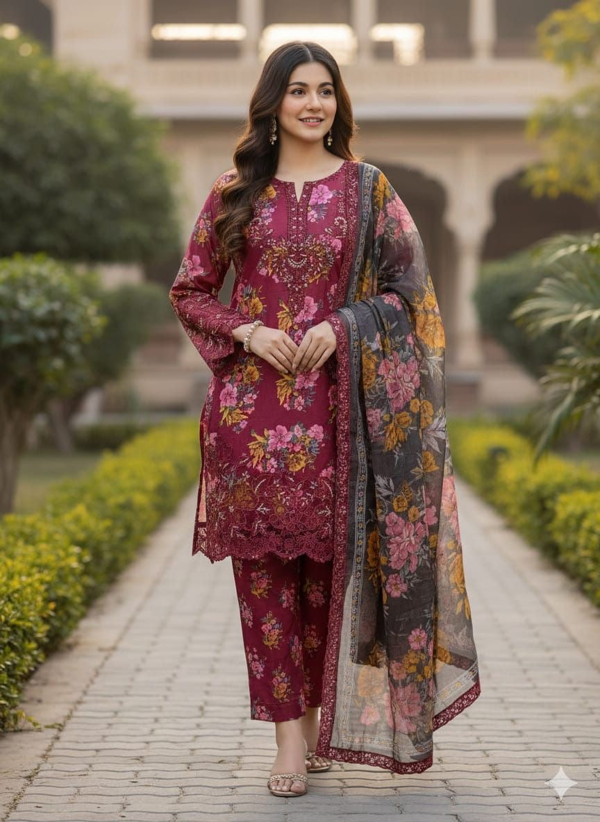 IZNIK EMBROIDERED LAWN - 3 PC UNSTITCHED