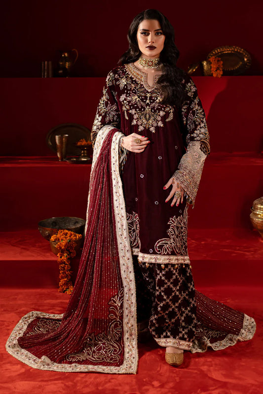 NUREH LUXURY EMBROIDERED VELVET - 3 PC UNSTITCHED