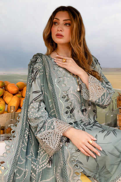NUREH DIGITAL PRINTED EMBROIDERED LAWN - 3 PC UNSTITCHED
