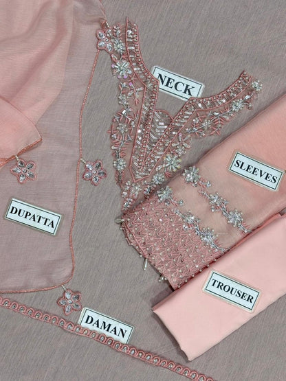 BAROQUE EMBROIDERED CHIFFON - 3 PC UNSTITCHED