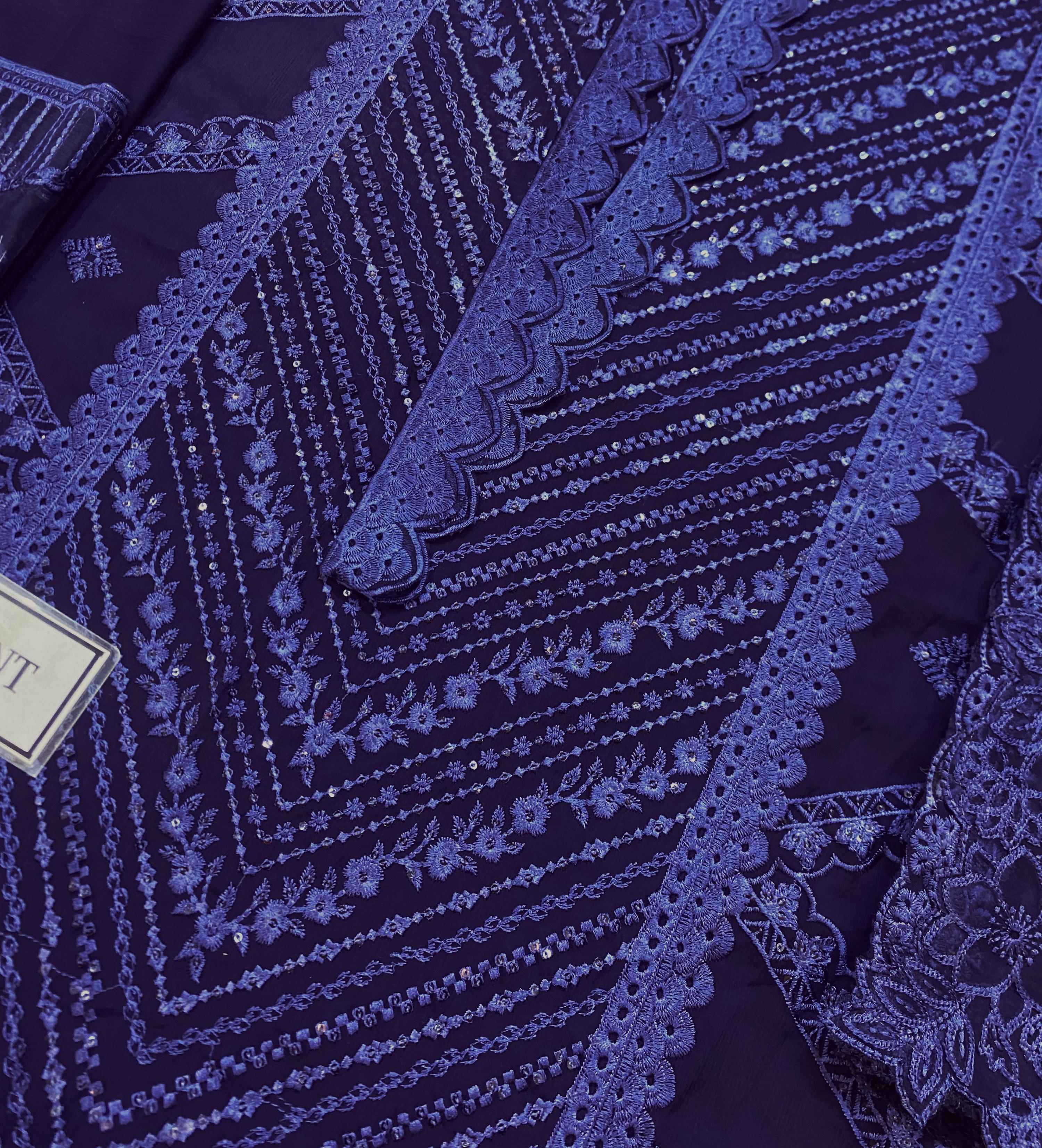 AZURE EMBROIDERED CHIFFON - 3 PC UNSTITCHED