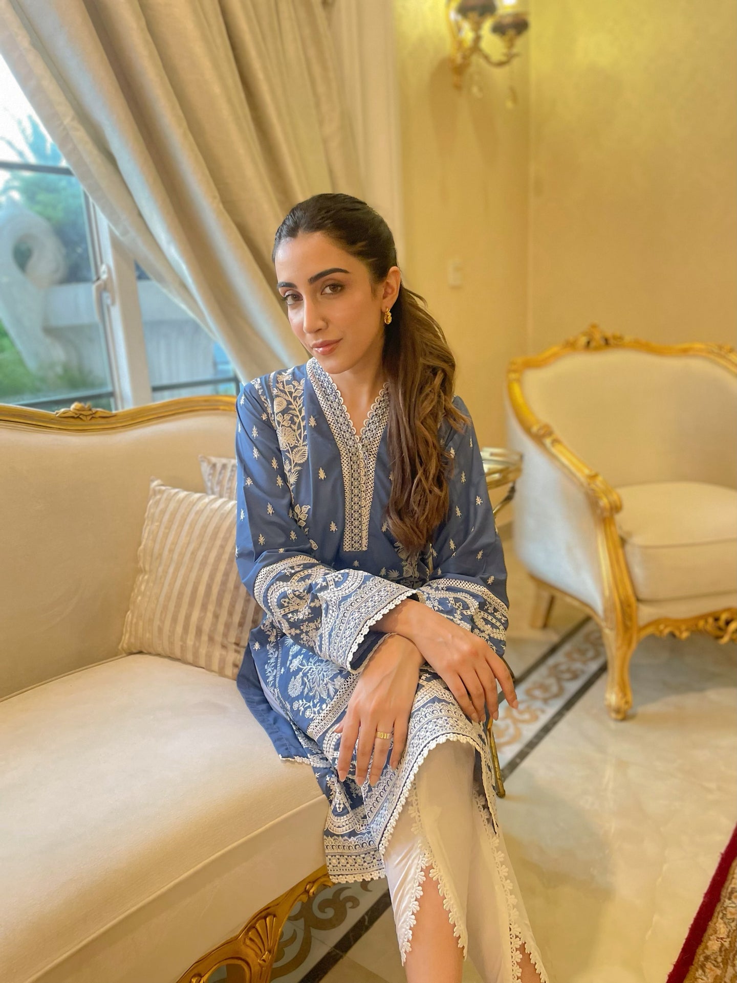 NAARJ EMBROIDERED BAREEZE LAWN - 3 PC UNSTITCHED