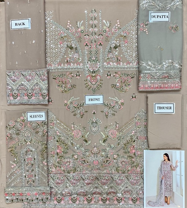 BAROQUE LUXURY EMBROIDERED CHIFFON - 3 PC UNSTITCHED