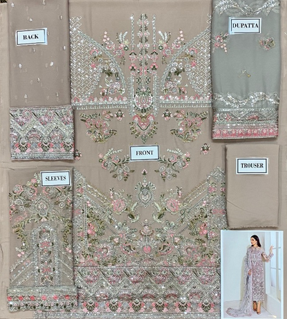 BAROQUE LUXURY EMBROIDERED CHIFFON - 3 PC UNSTITCHED
