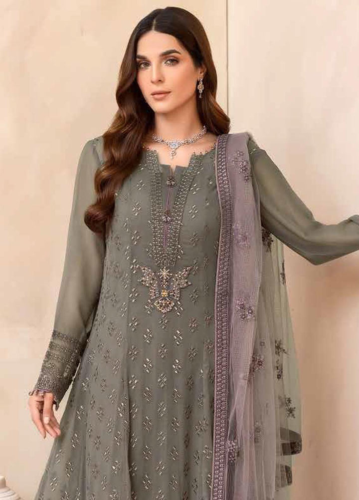 FLOSSIE LUXURY EMBROIDERED CHIFFON - 3 PC UNSTITCHED