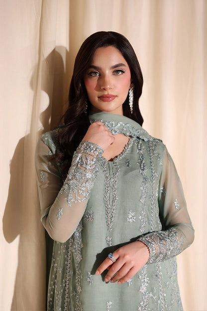 AZURE EMBROIDERED CHIFFON DRESS - 3 PC UNSTITCHED