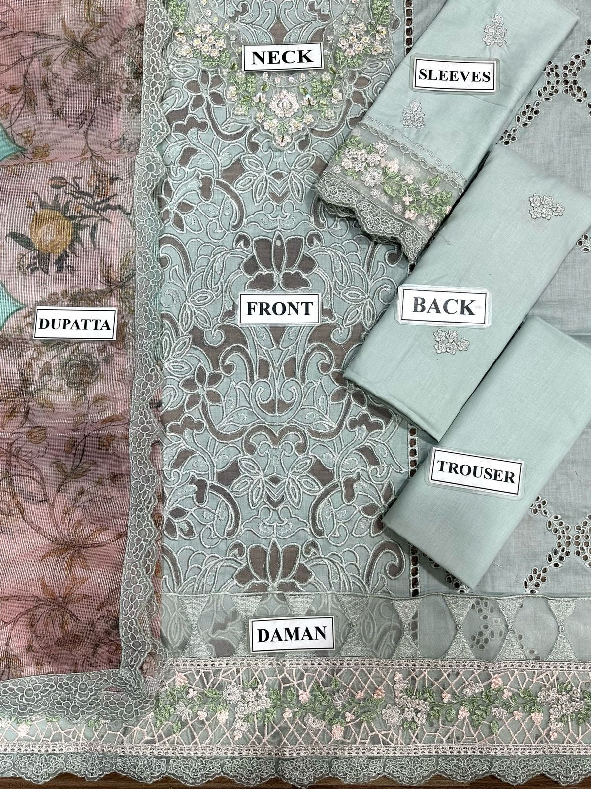 SARDINIA CHIKANKARI & LASER EMBROIDERED LAWN - 3 PC UNSTITCHED