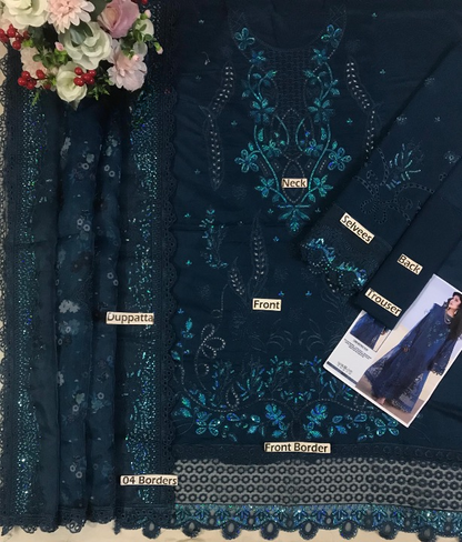 NUREH LUXURY EMBROIDERED LAWN - 3 PC UNSTITCHED