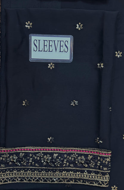 AZURE LUXURY EMBROIDERED CHIFFON - 3 PC UNSTITCHED