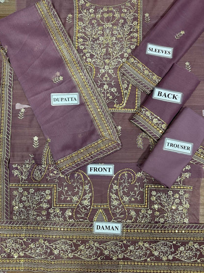 ASIM JOFA EMBROIDERED CHIFFON - 3 PC UNSTITCHED