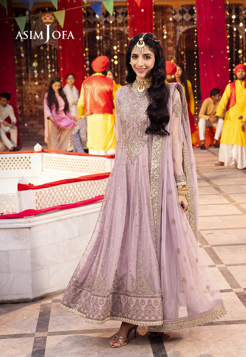 ASIM JOFA EMBROIDERED NET FROK - 3 PC UNSTITCHED