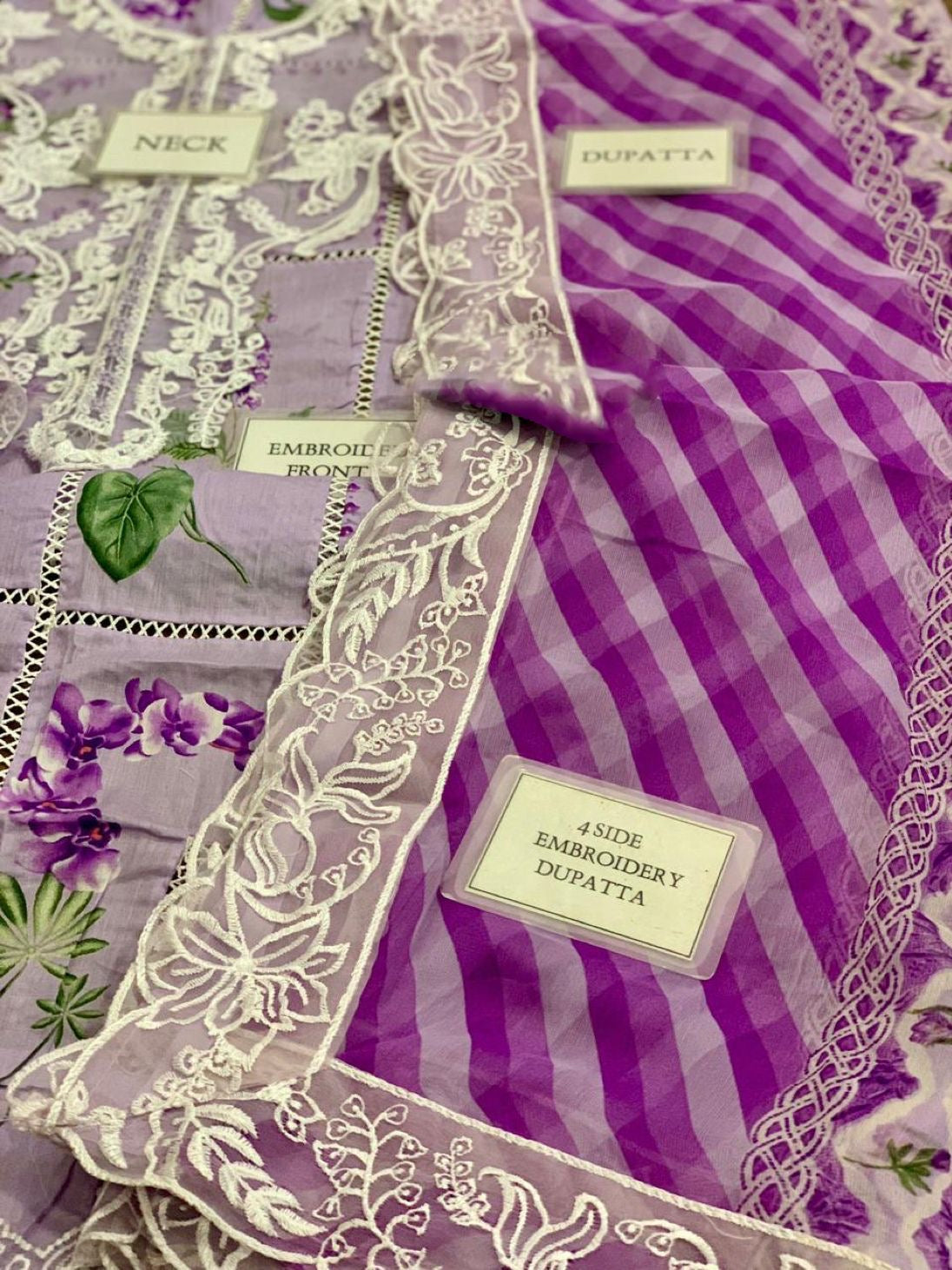 CRIMSON EMBROIDERED CHIKANKARI LAWN - 3 PC UNSTITCHED
