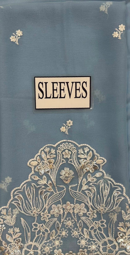 AZURE LUXURY EMBROIDERED CHIFFON - 3 PC UNSTITCHED