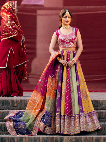 BIN ILYAS LUXURY EMBROIDERED INDIAN RAW SILK- 3 PC UNSTITCHED