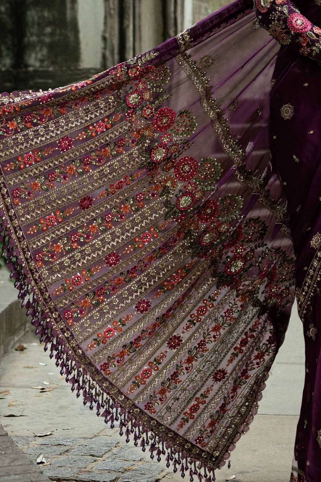 MARIA B LUXURY EMBROIDERED CHIFFON SAREE - 3 PC UNSTITCHED
