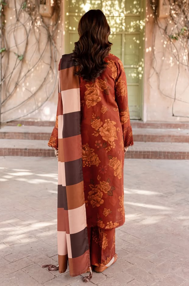 FARASHA PRINTED EMBROIDERED LAWN - 3 PC UNSTITCHED