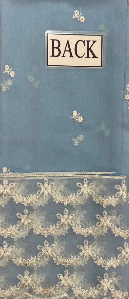 AZURE LUXURY EMBROIDERED CHIFFON - 3 PC UNSTITCHED