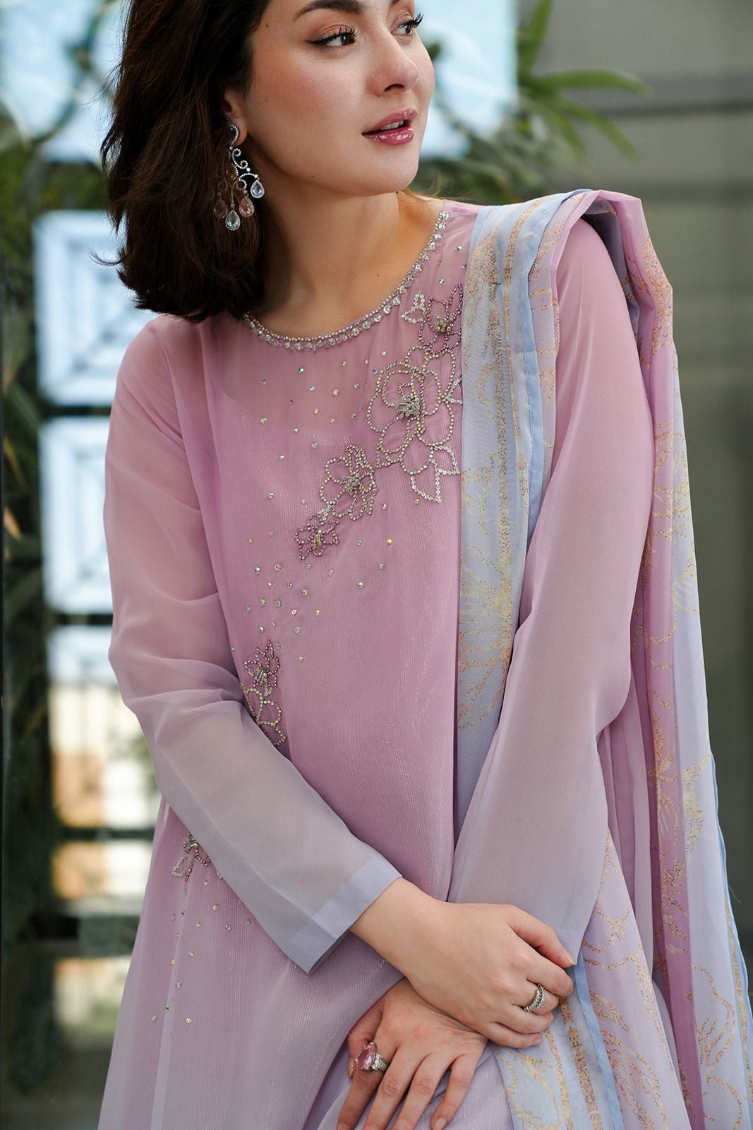 LULUSAR EMBROIDERED HANDMADE WORK CHIFFON - 3 PC UNSTITCHED