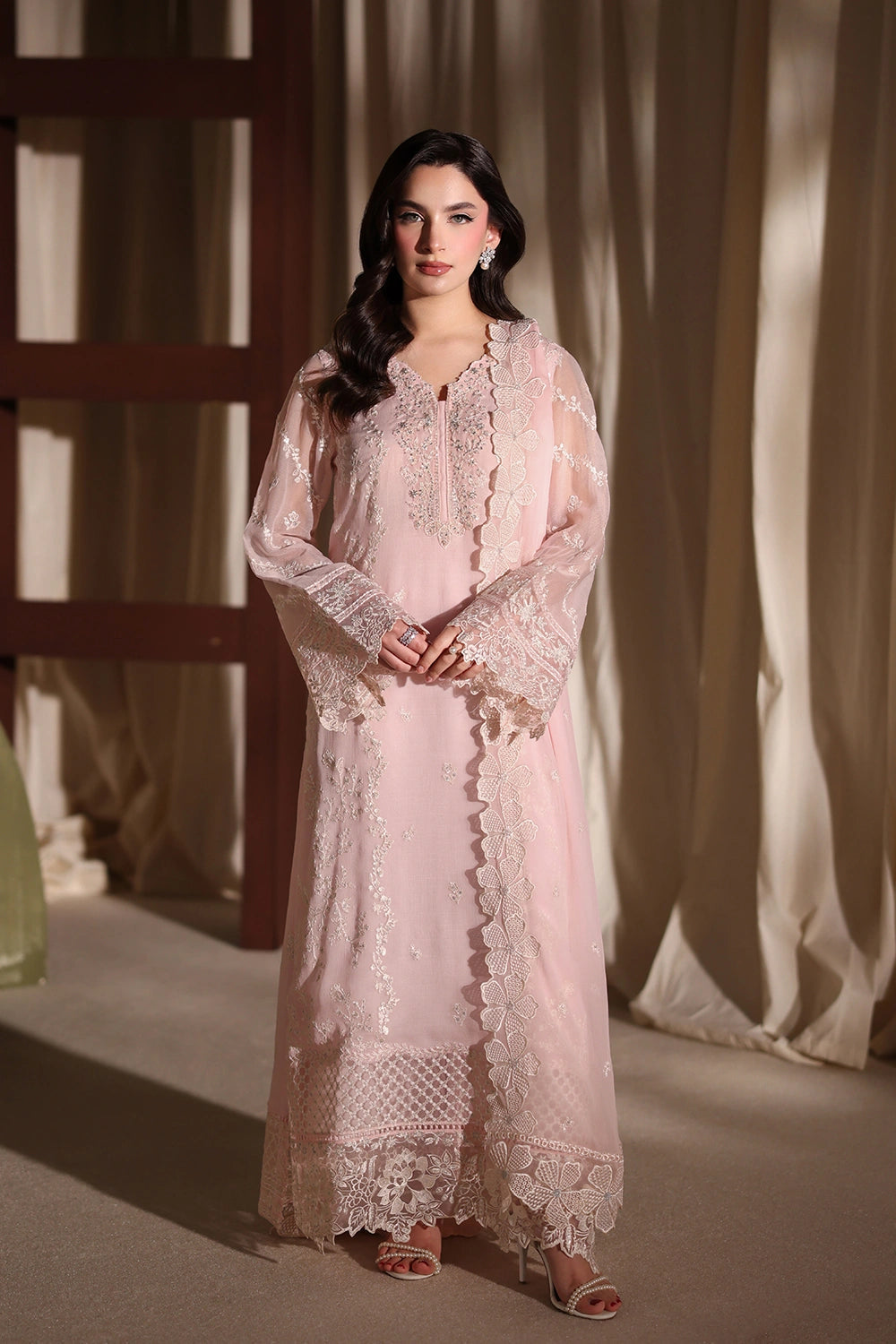 AZURE EMBROIDERED CHIFFON DRESS - 3 PC UNSTITCHED