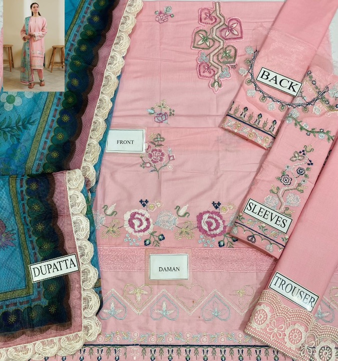 ZARA SHAHJAHAN EMBROIDERED COTTON - 3 PC UNSTITCHED