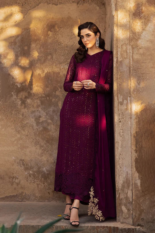 AZURE LUXURY WEDDING EMBROIDERED CHIFFON - 3 PC UNSTITCHED