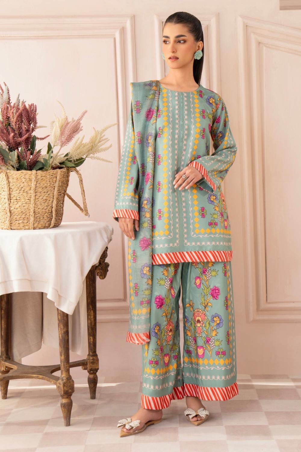HOORAIN’S PRET PRINTED INDIAN RAW SILK STITCHED 3 PC SUIT