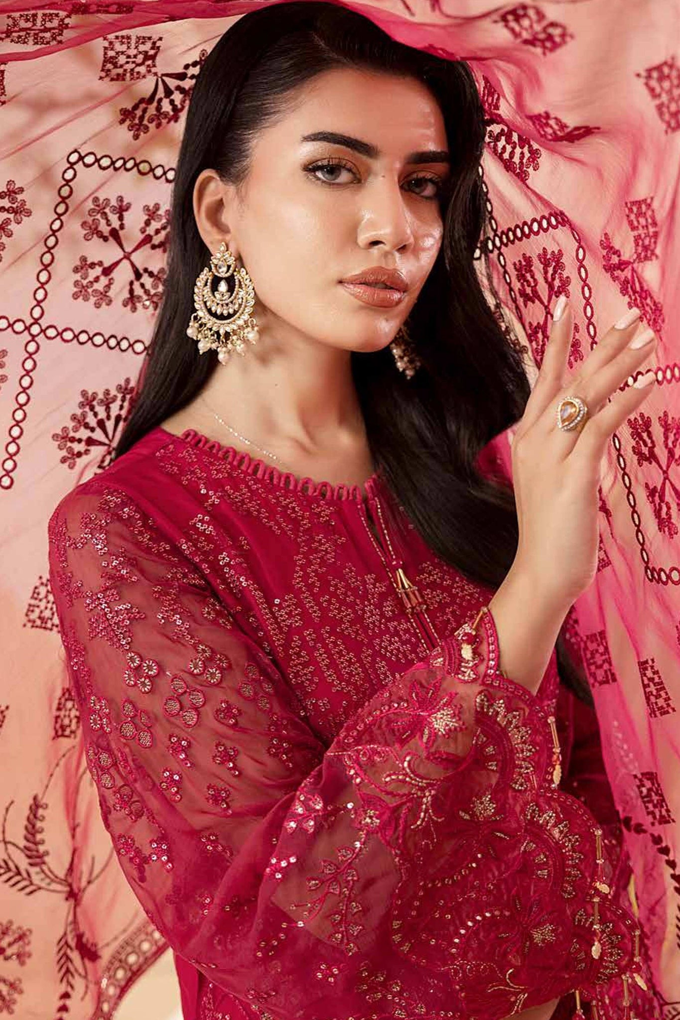 GULAAL LAVISH LUXURY EMBROIDERED CHIFFON - 3 PC UNSTITCHED