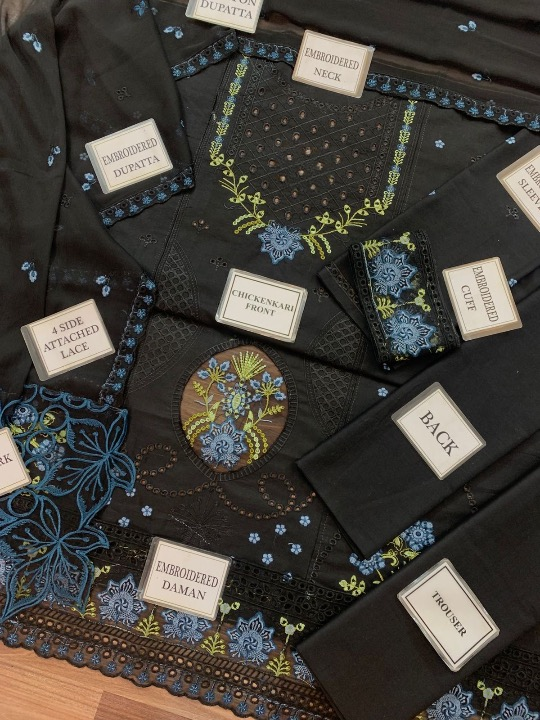 JAZMIN LUXURY EMBROIDERED CHIKANKARI LAWN - 3 PC UNSTITCHED