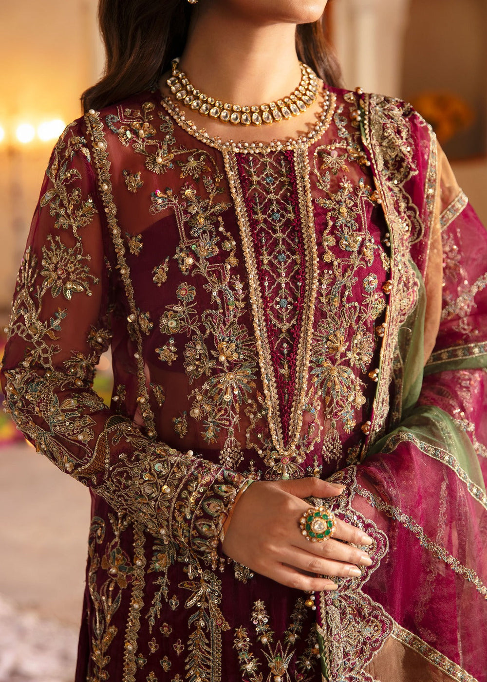 KANWAL MALIK LUXURY EMBROIDERED ORGANZA - 3 PC UNSTITCHED