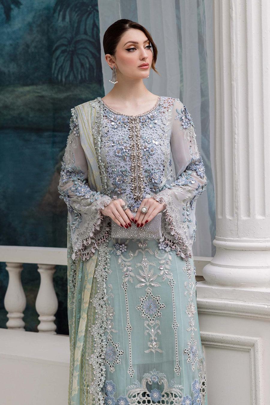 MARIA B CHIFFON HAND EMBELLISHED & EMBROIDERED 3 PC UNSTITCHED