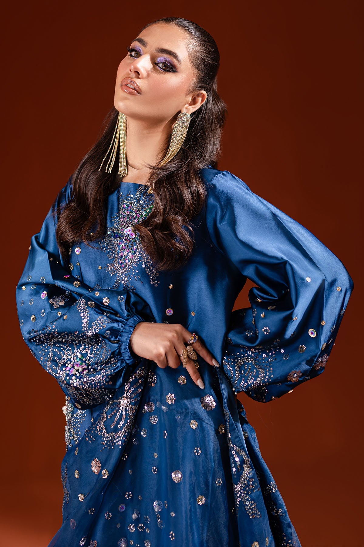 NUREH EMBROIDERED RAW SILK - 3 PC UNSTITCHED