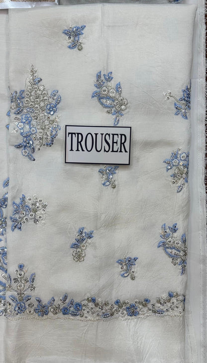 HUSSAIN REHAR LUXURY EMBROIDERED RAW SILK - 3 PC UNSTITCHED