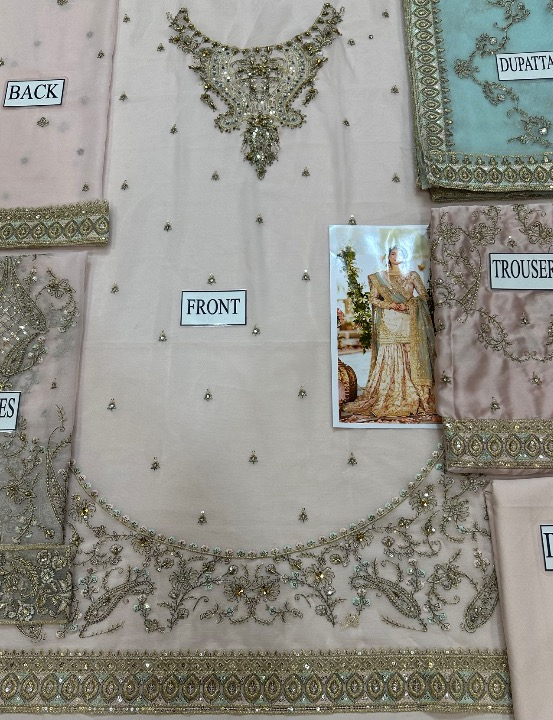 MAHA WAJAHAT LUXURY EMBROIDERED SEMI PURE CHIFFON - 3 PC UNSTITCHED