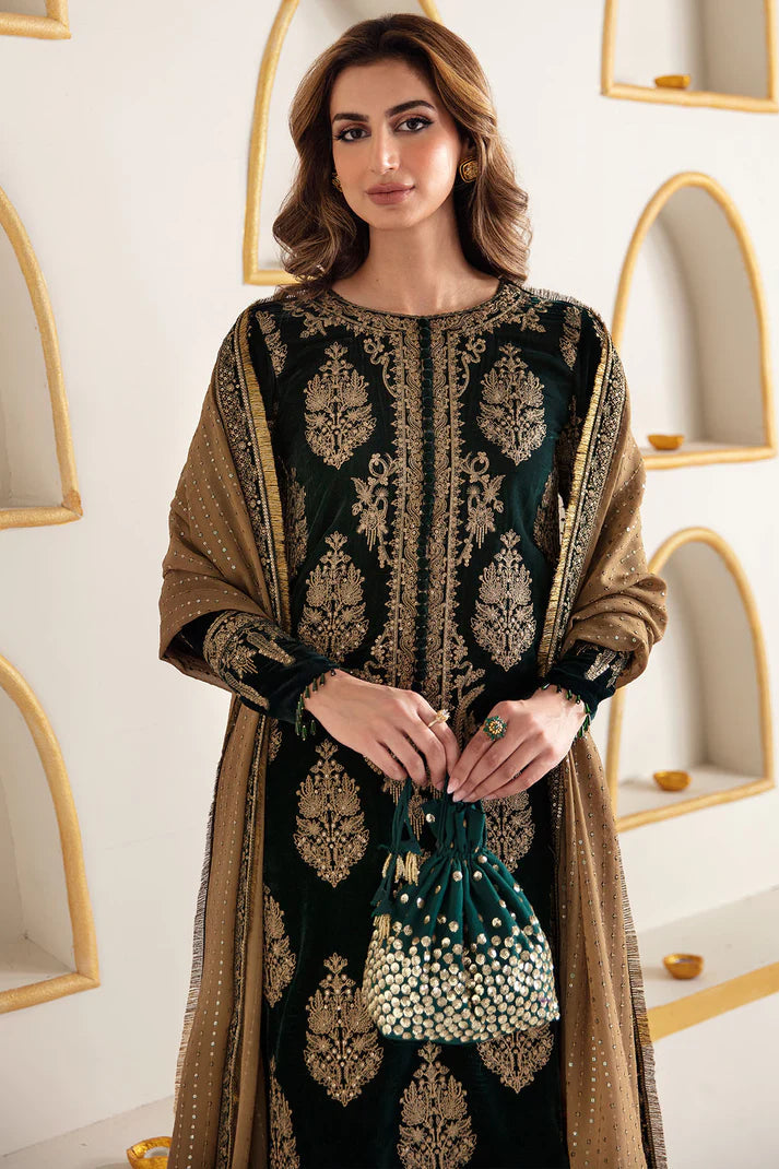 JAZMIN LUXURY EMBROIDERED VELVET - 3 PC UNSTITCHED
