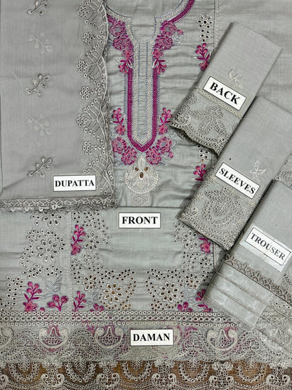 MUSHQ EMBROIDERED CHIKANKARI LAWN - 3 PC UNSTITCHED