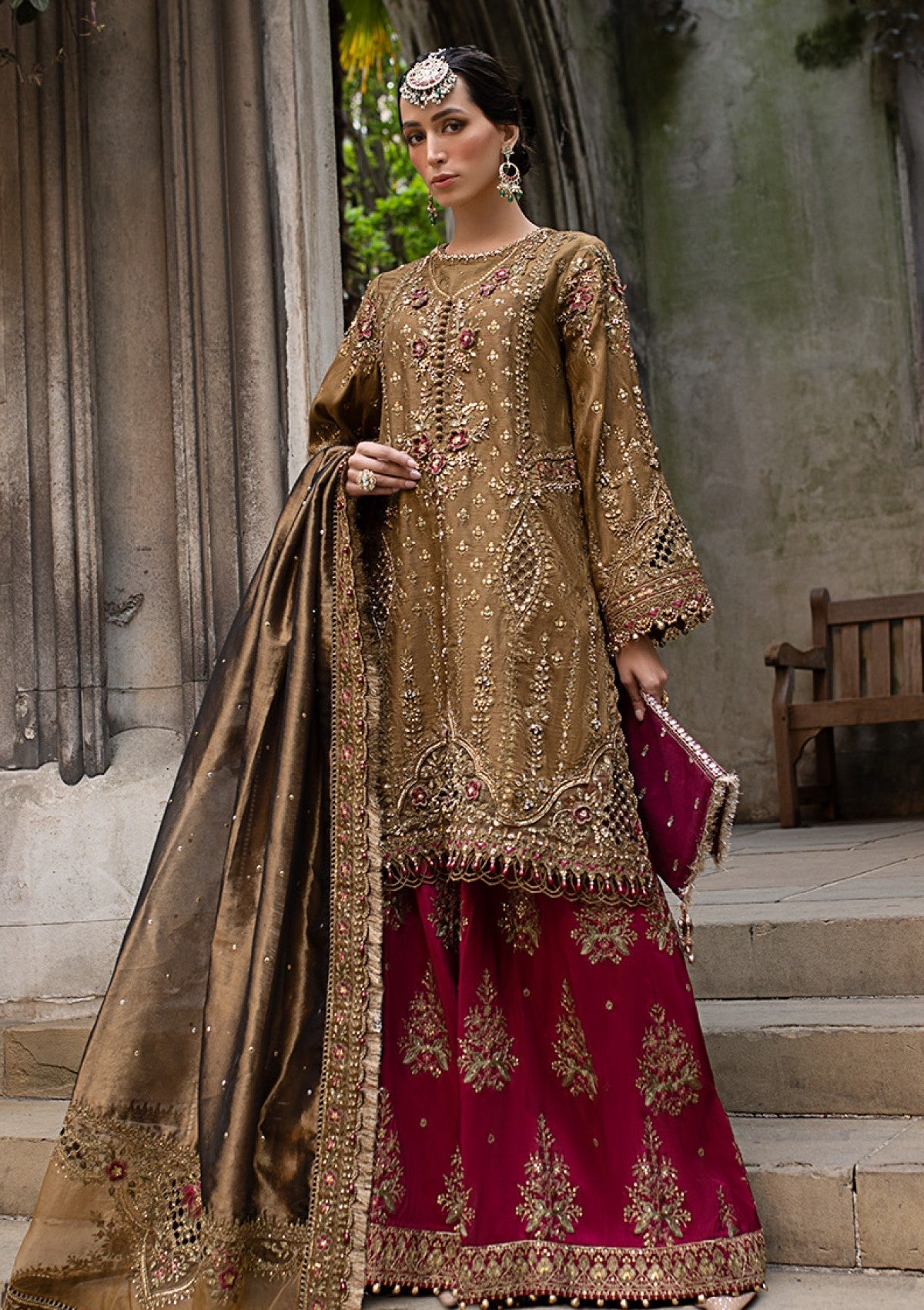 MARIA B WEDDING EMBROIDERED RAW SILK - 3 PC UNSTITCHED