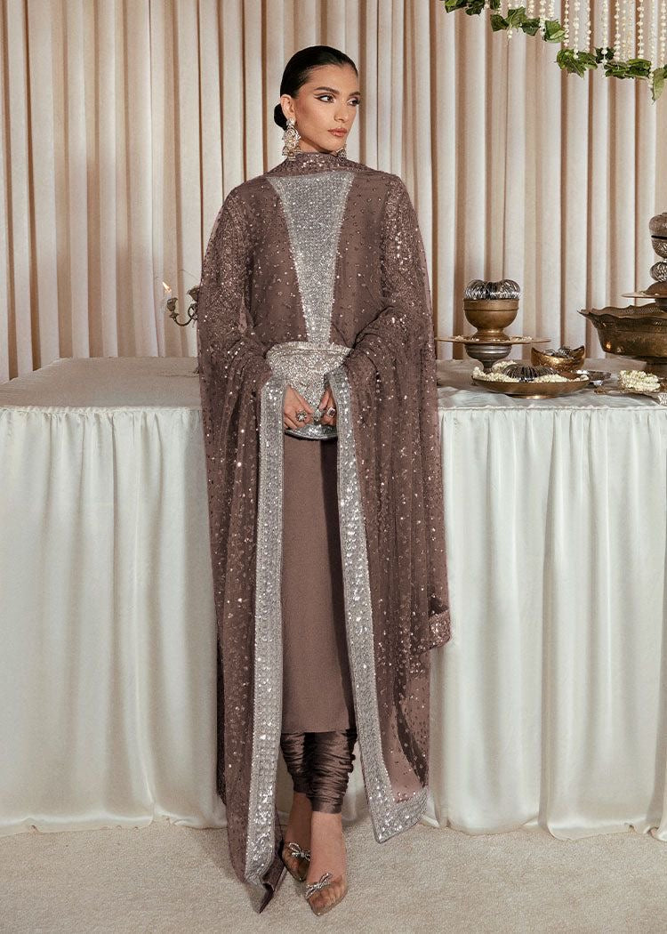 HUSSAIN REHAR LUXURY EMBROIDERED ADDA WORK RAW SILK - 3 PC UNSTITCHED