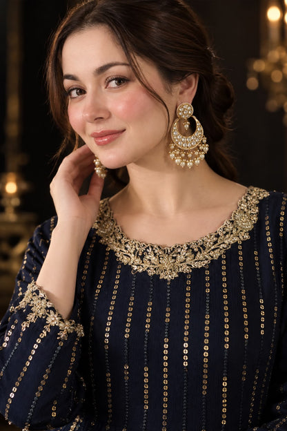 IZNIK EMBROIDERED CHIFFON DRESS - 3 PC UNSTITCHED