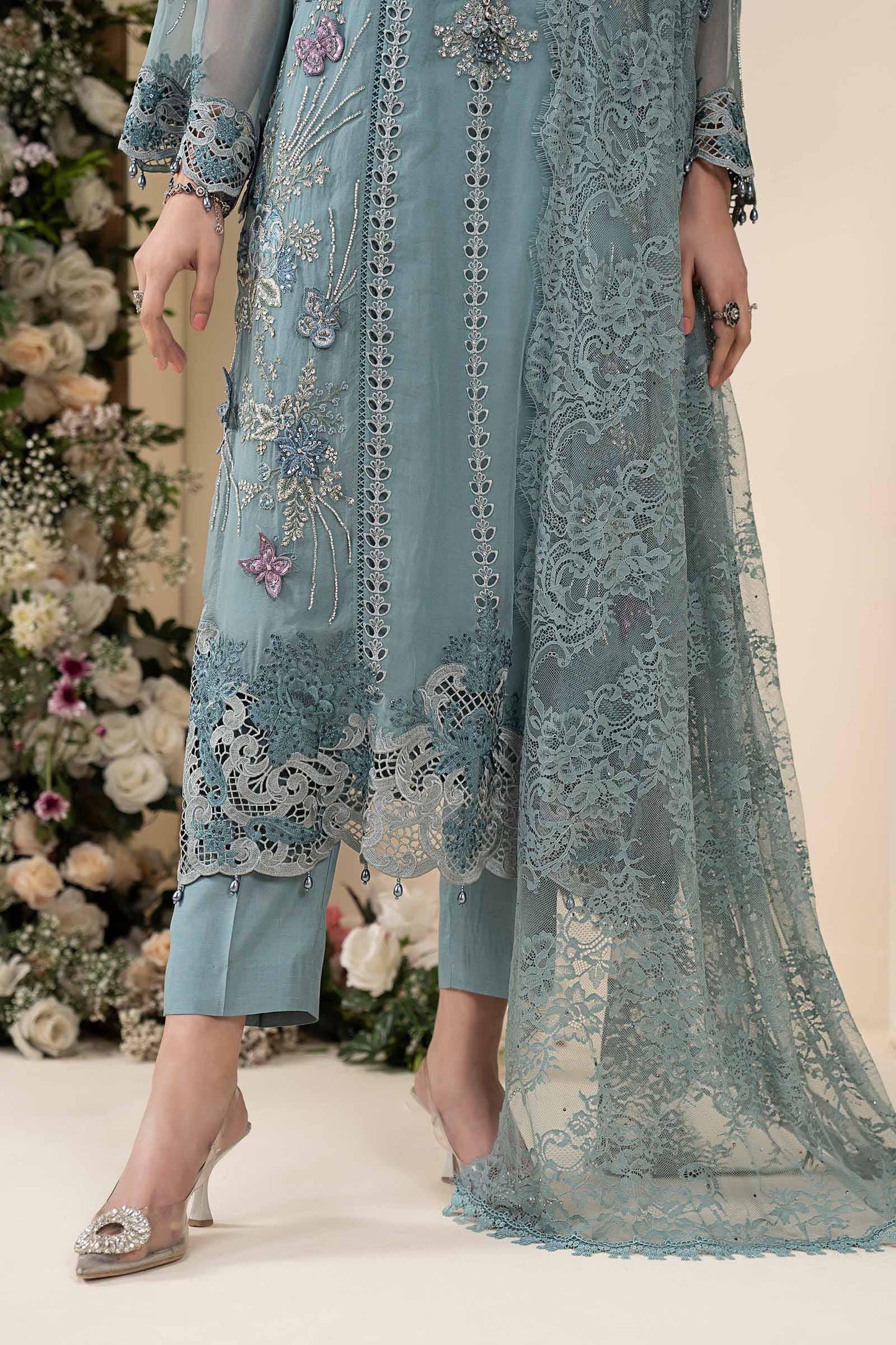 MARIA B LUXURY EMBROIDERED CHIFFON ADDA WORK - 3 PC UNSTITCHED