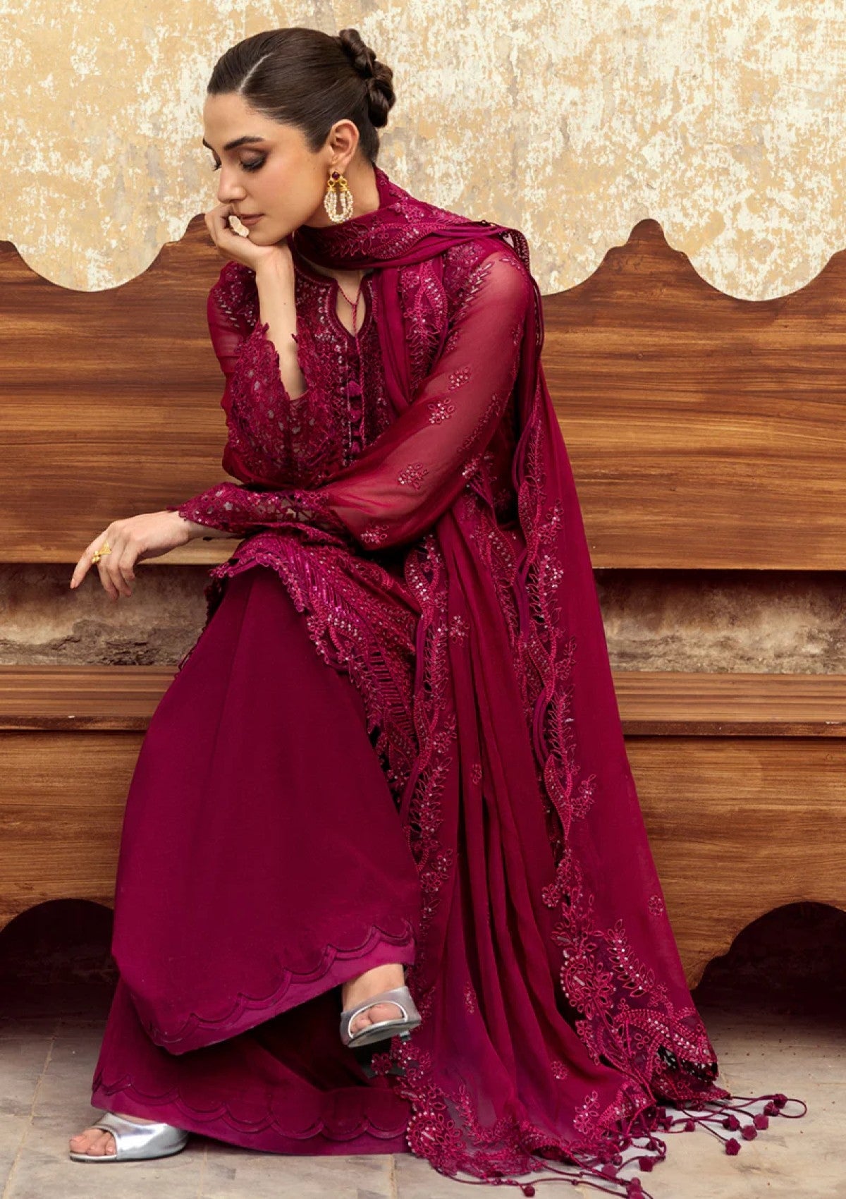 QALAMKAR LUXURY EMBROIDERED CHIFFON - 3 PC UNSTITCHED