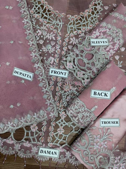RANG RASIYA NATASHA HAND EMBELLISHED ORGANZA EMBROIDERED - 3 PC UNSTITCHED