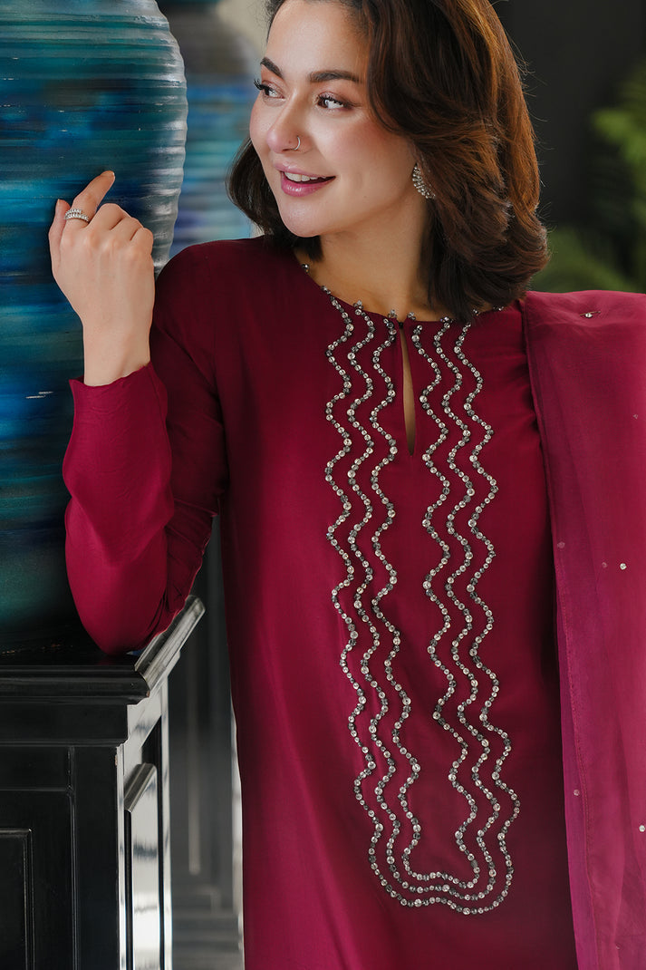 LULUSAR LUXURY SILK EMBROIDERED - 3 PC UNSTITCHED