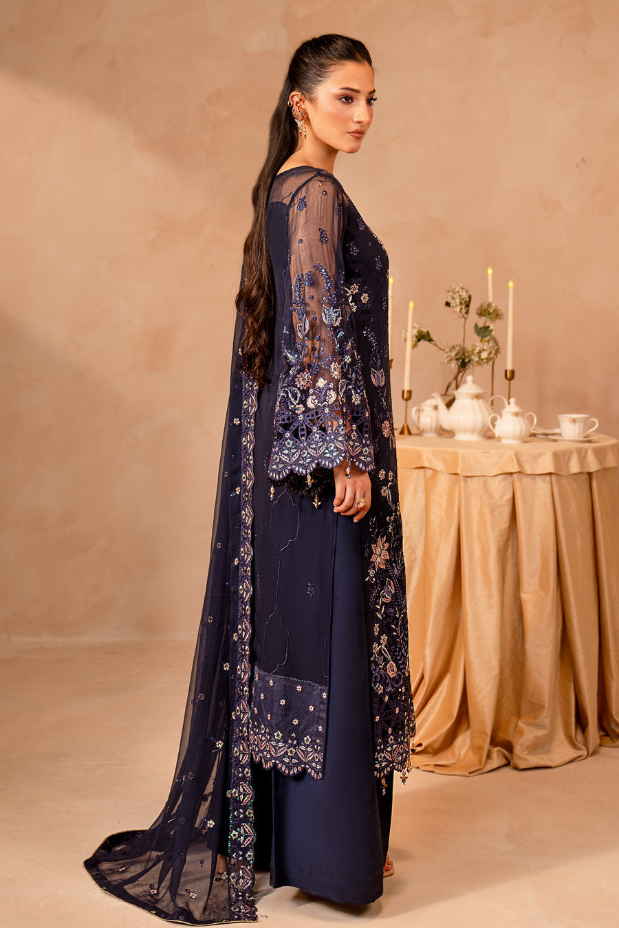 MARYAM’S EMBROIDERED CHIFFON DRESS - 3 PC UNSTITCHED