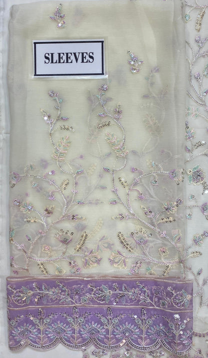 KANWAL MALIK EMBROIDERED SEMI PURE CHIFFON - 3 PC UNSTITCHED